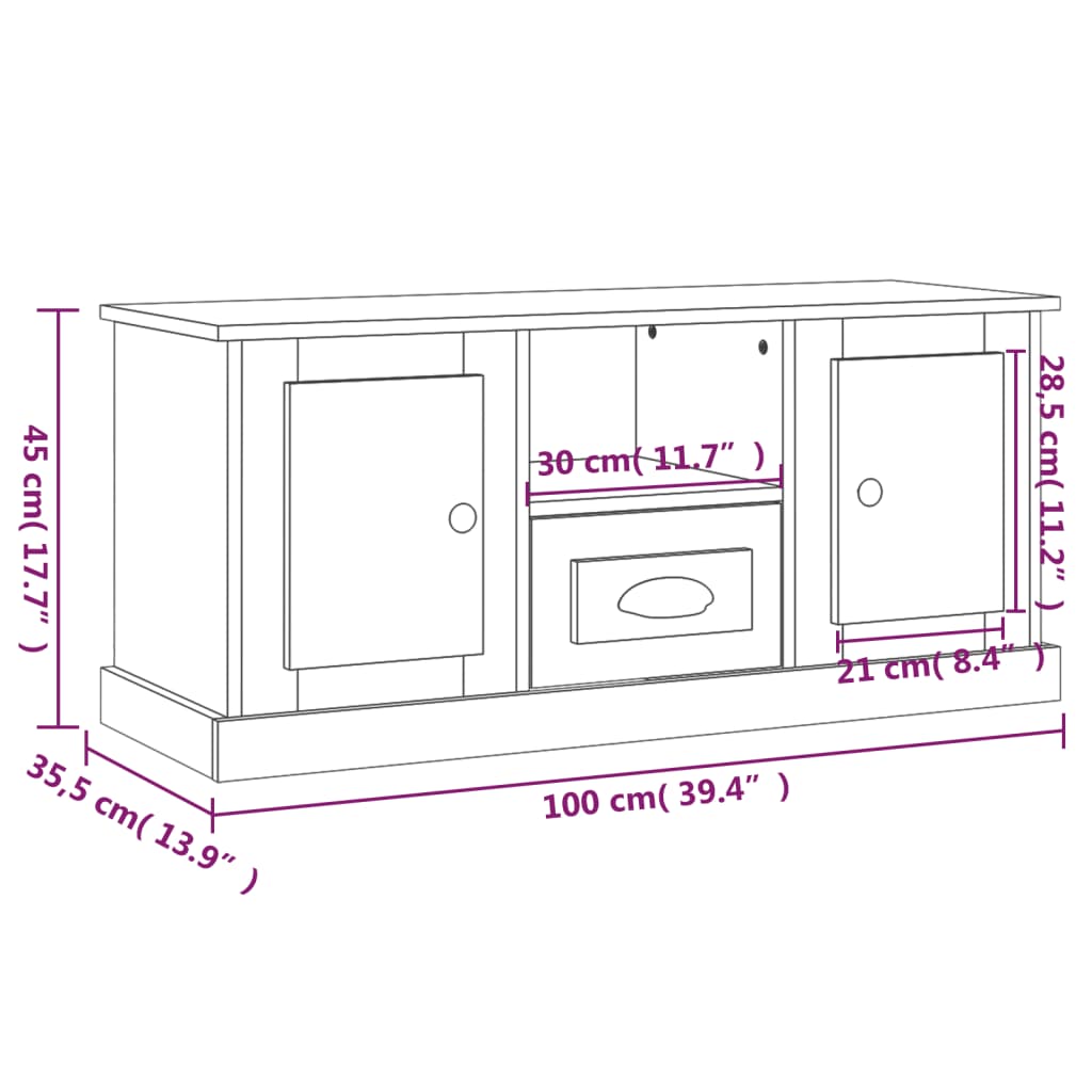 vidaXL TV skříňka bílá vysoký lesk 100 x 35,5 x 45 cm kompozitní dřevo
