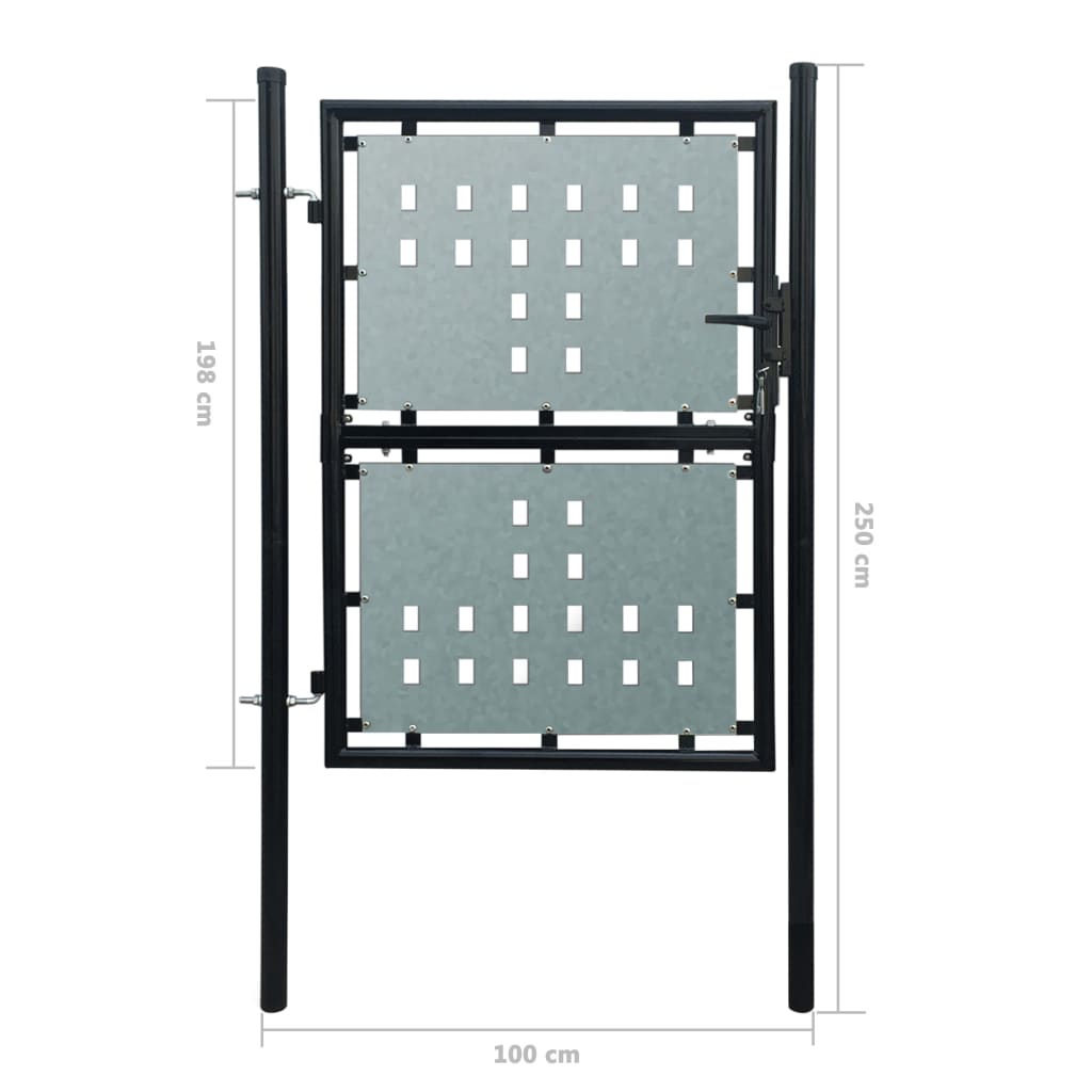vidaXL Černá jednokřídlá plotová branka 100 x 250 cm