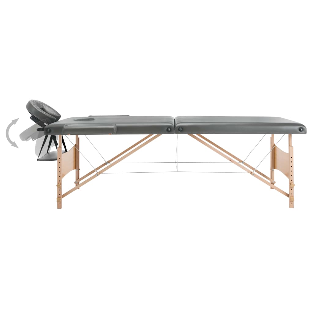 vidaXL Masážní stůl se 2 zónami dřevěný rám antracitový 186 x 68 cm