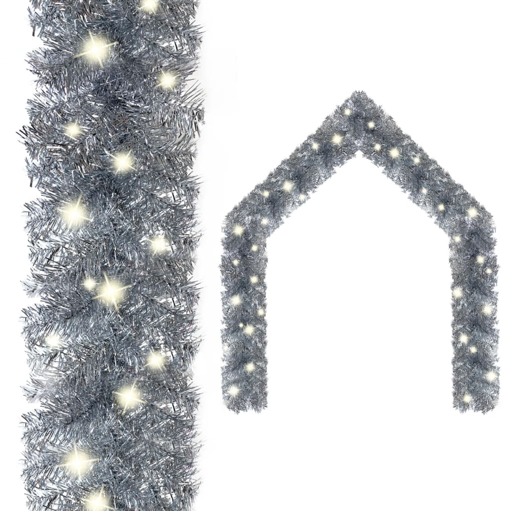 vidaXL Vánoční girlanda s LED světýlky 20 m stříbrná