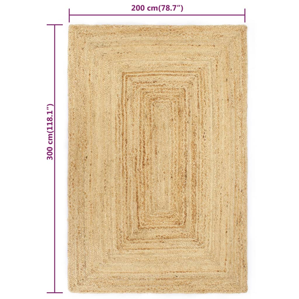 vidaXL Ručně vyrobený koberec juta 200 x 300 cm