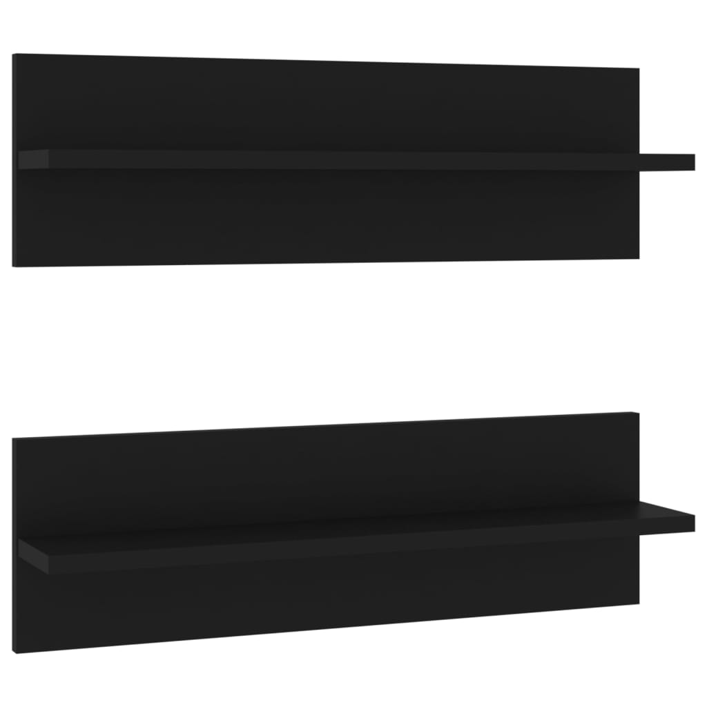 vidaXL Nástěnné police 2 ks černé 60 x 11,5 x 18 cm dřevotříska