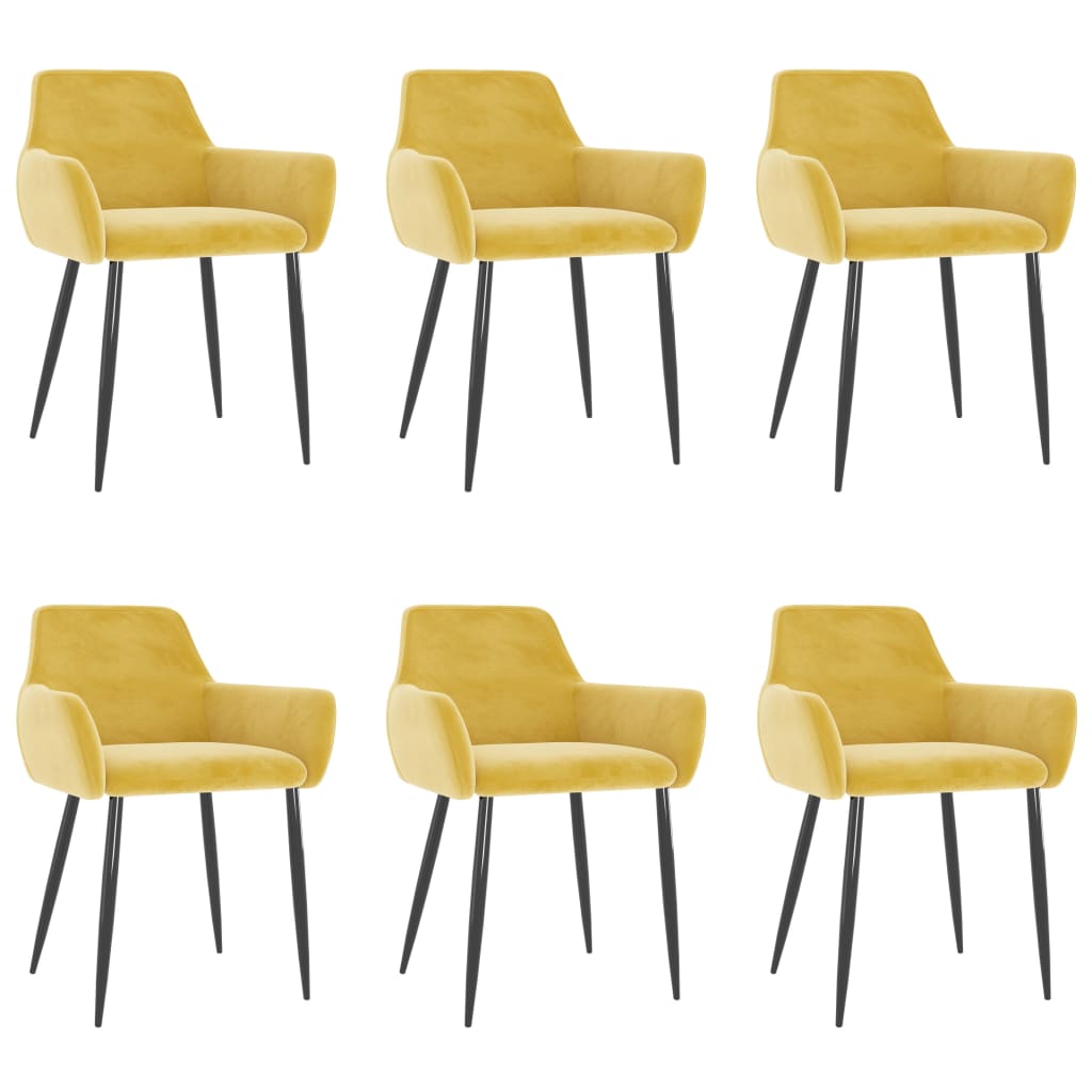 vidaXL Jídelní židle 6 ks hořčicově žluté samet