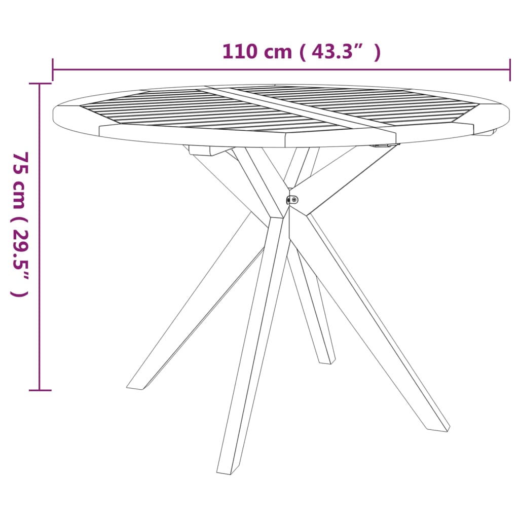 vidaXL Zahradní stolek 110 x 110 x 75 cm masivní akáciové dřevo