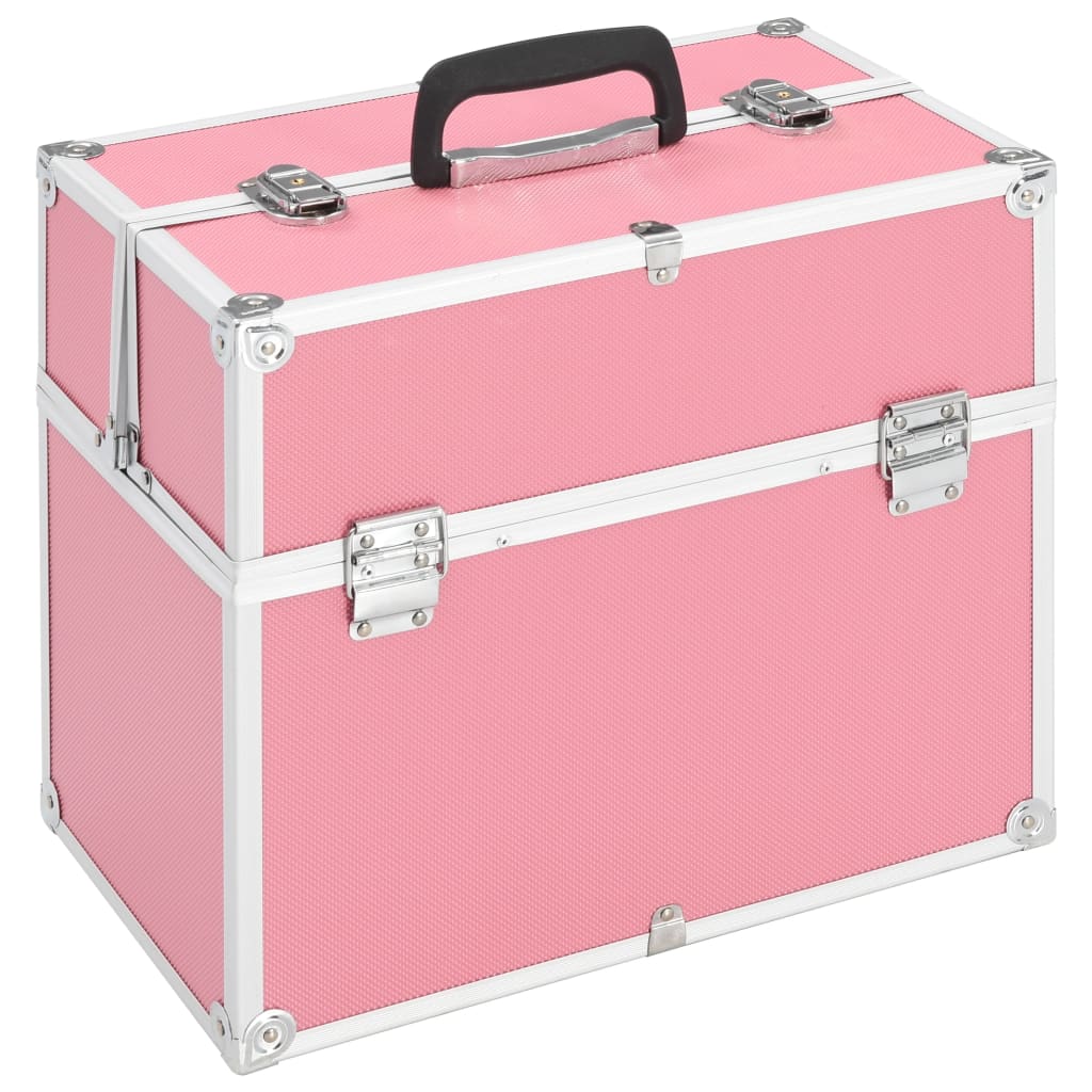 vidaXL Kosmetický kufřík 37 x 24 x 35 cm růžový hliník