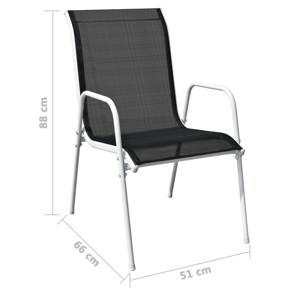 vidaXL Stohovatelné zahradní židle 2 ks ocel a textilen černé