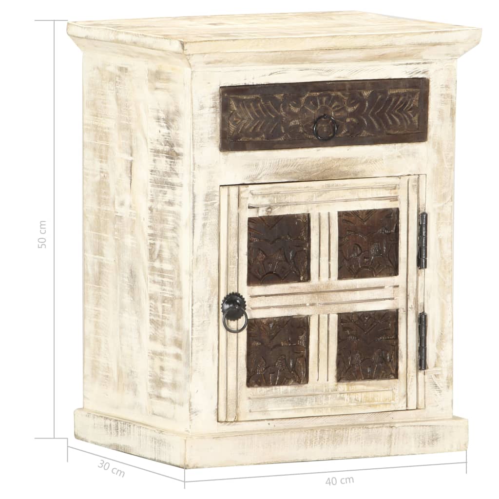 vidaXL Noční stolek bílý 40 x 30 x 50 cm masivní mangovníkové dřevo