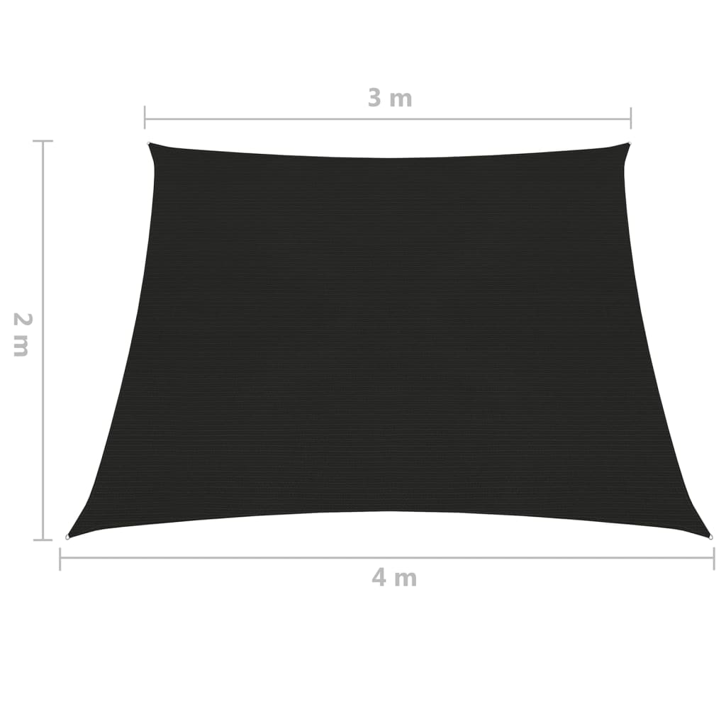 vidaXL Stínící plachta 160 g/m² černá 3/4 x 2 m HDPE