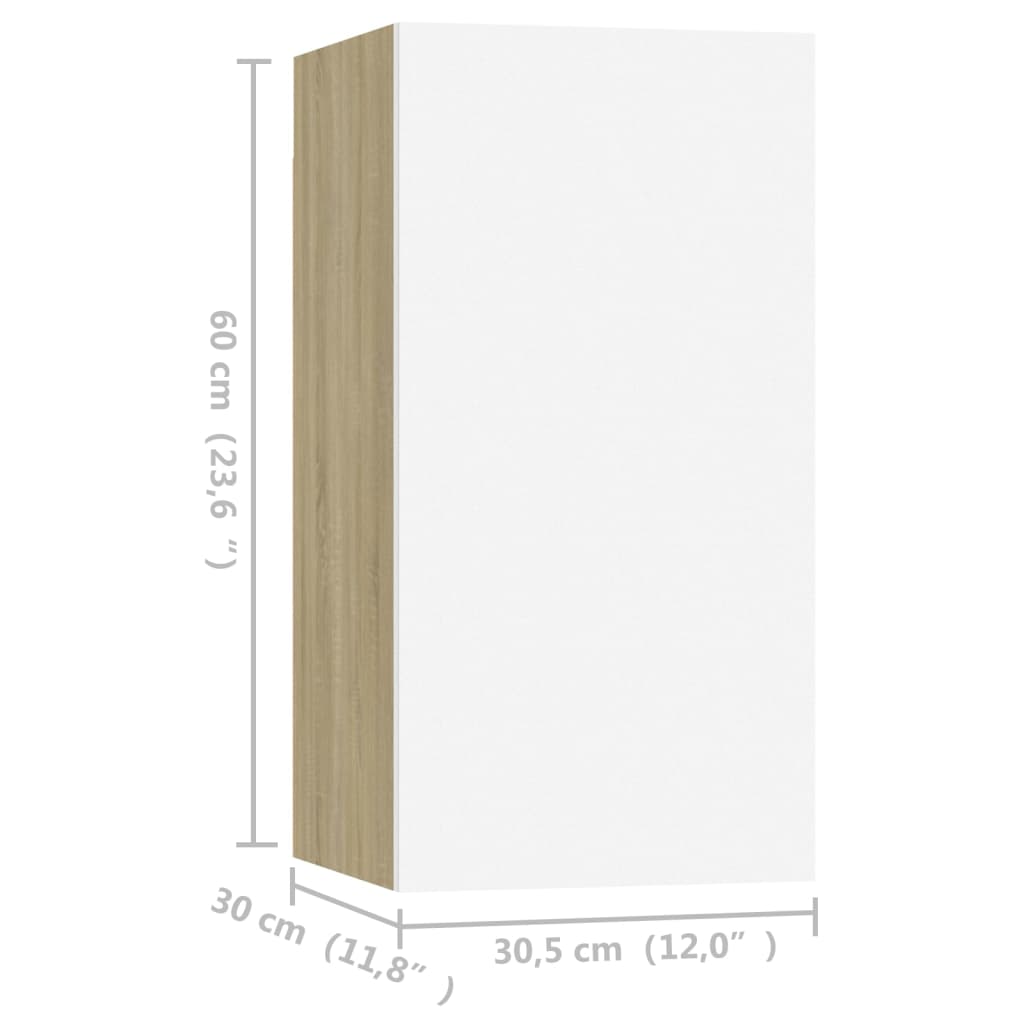 vidaXL Noční stolky 2 ks bílé a dub sonoma 30,5x30x60 cm dřevotříska