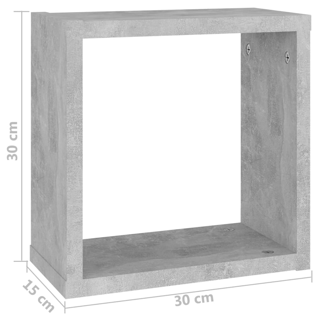 vidaXL Nástěnné police kostky 6 ks betonově šedé 30 x 15 x 30 cm