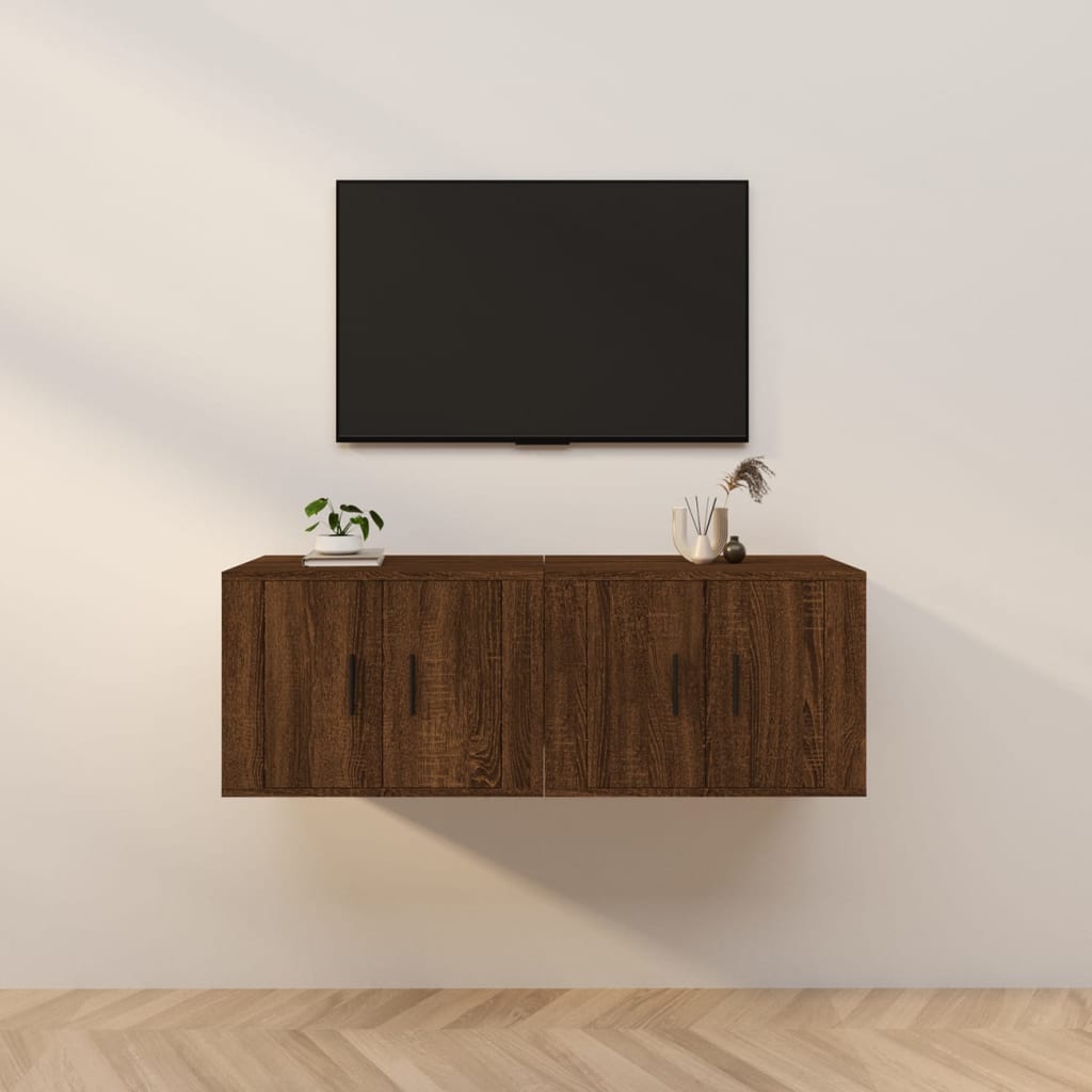vidaXL Nástěnné TV skříňky 2 ks hnědý dub 57 x 34,5 x 40 cm