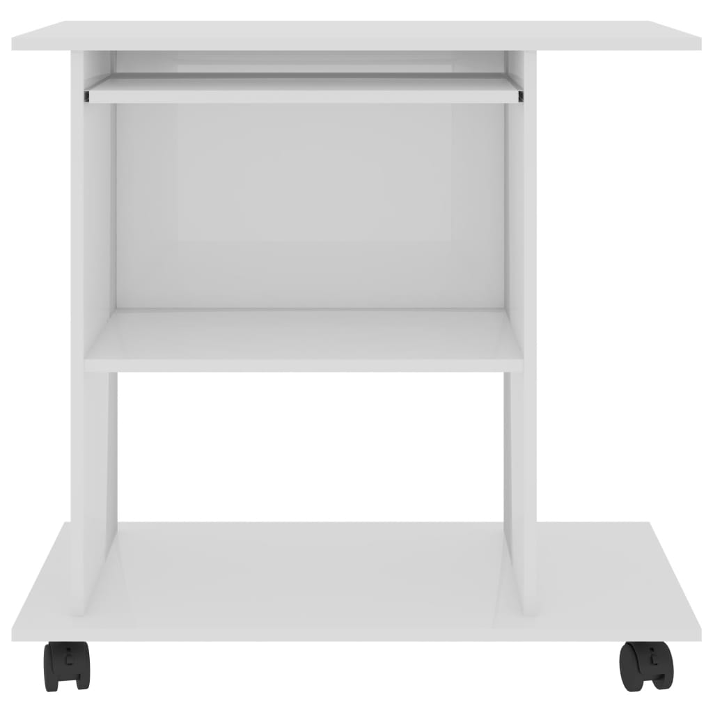 vidaXL Počítačový stůl bílý s vysokým leskem 80x50x75 cm dřevotříska