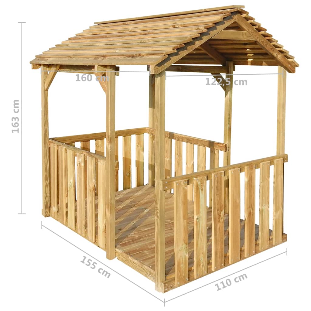vidaXL Zahradní altán pro děti 122,5 x 160 x 163 cm borové dřevo