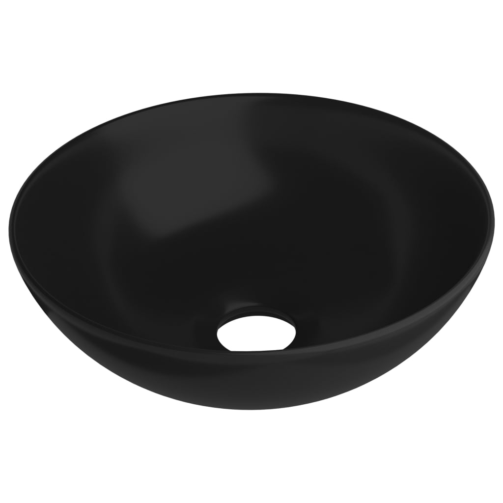 vidaXL Koupelnové umyvadlo keramické matně černé kulaté