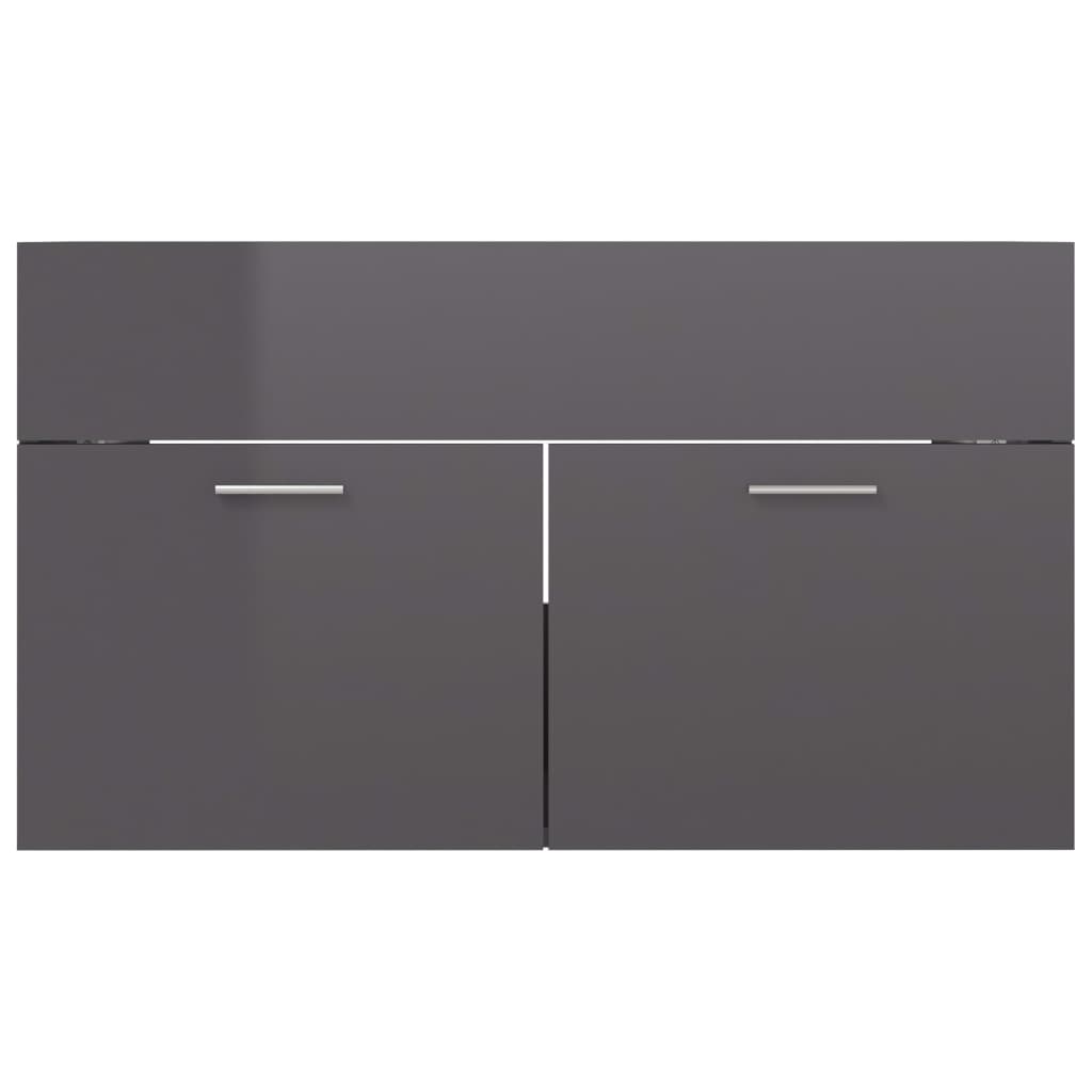 vidaXL 2dílný set koupelnového nábytku leskle šedý kompozitní dřevo