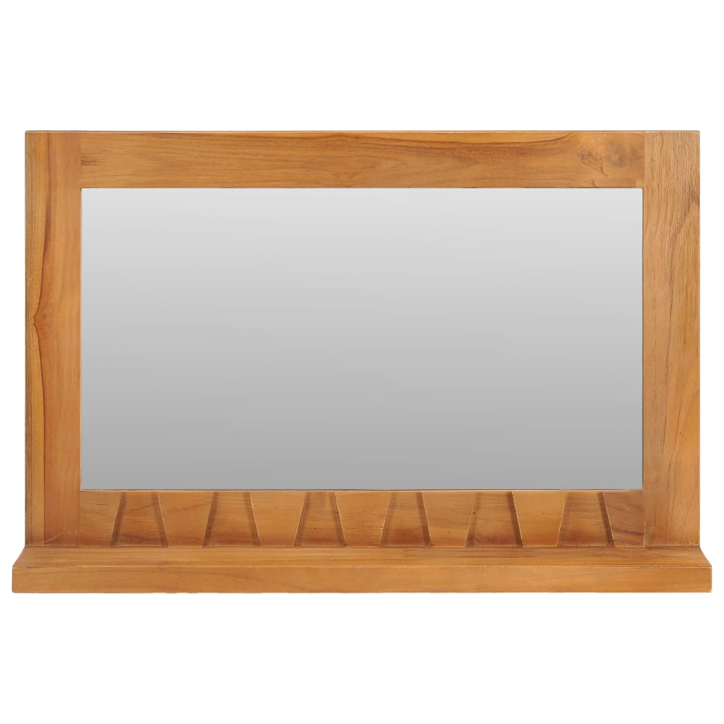 vidaXL Nástěnné zrcadlo s policí 60 x 12 x 40 cm masivní teakové dřevo
