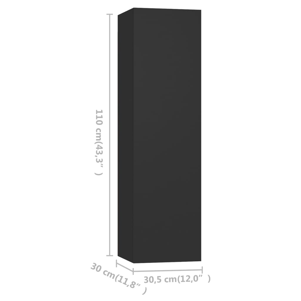 vidaXL TV stolky 4 ks černé 30,5 x 30 x 110 cm dřevotříska