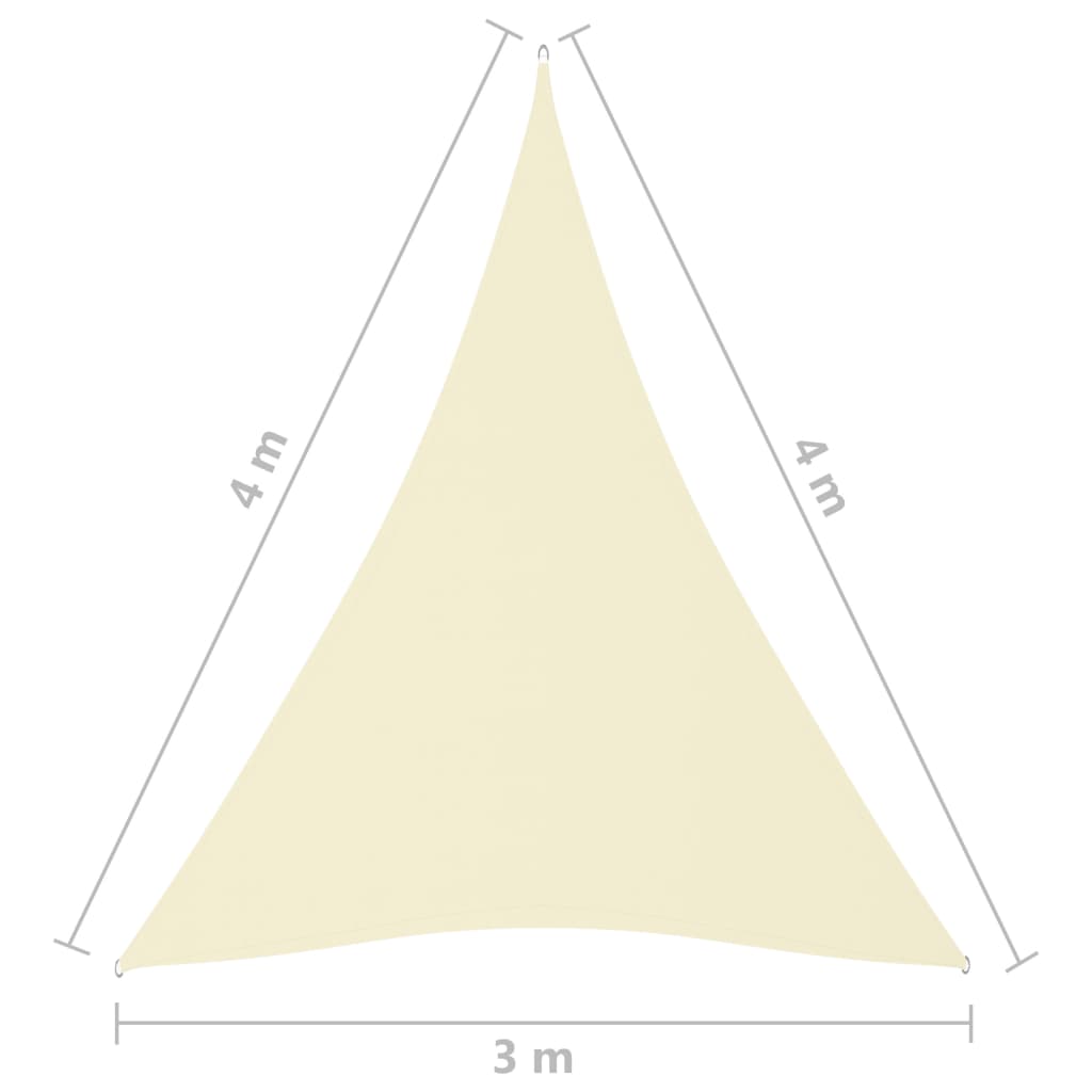 vidaXL Stínící plachta oxfordská látka trojúhelníková 3x4x4 m krémová