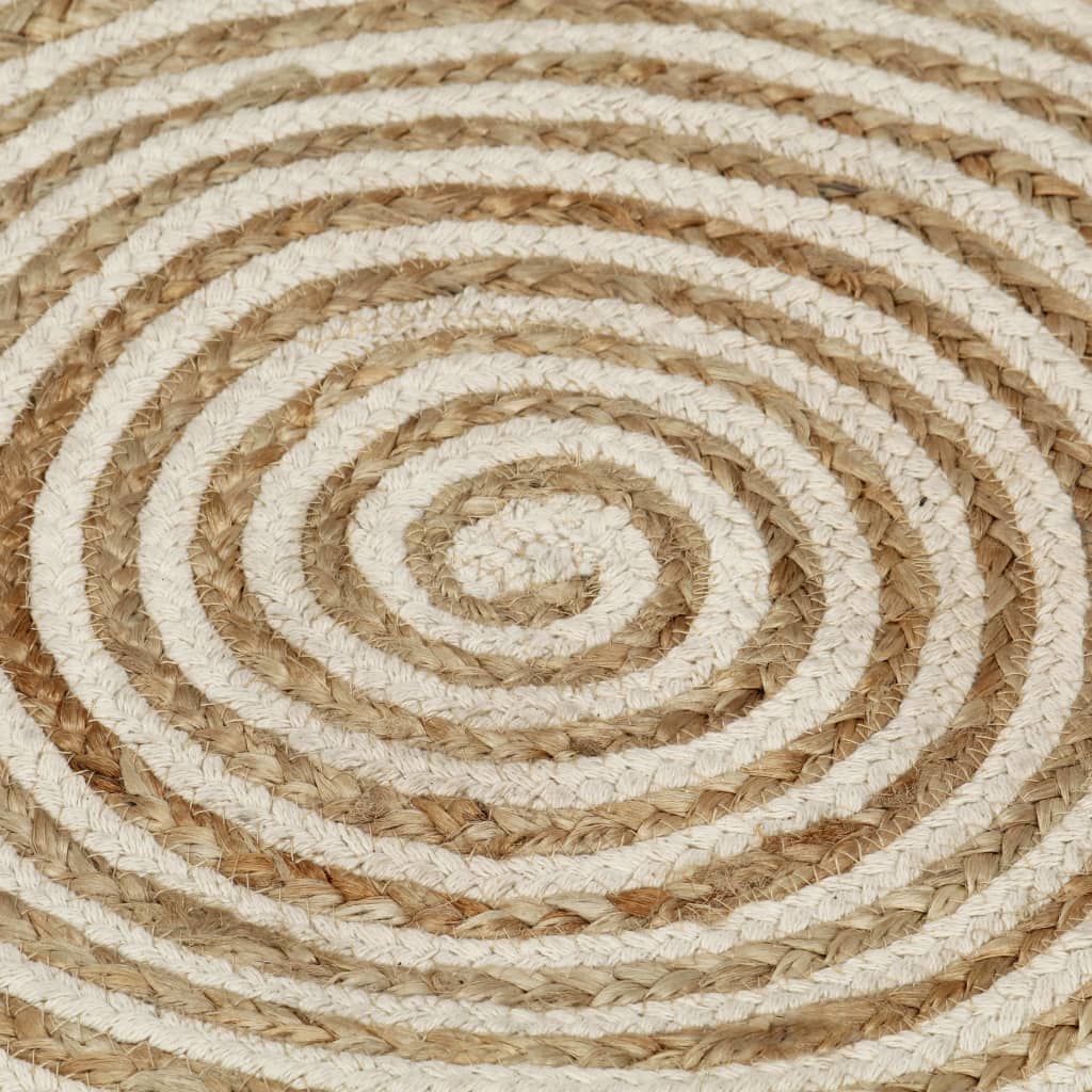 vidaXL Ručně vyrobený koberec z juty spirálový design bílý 120 cm