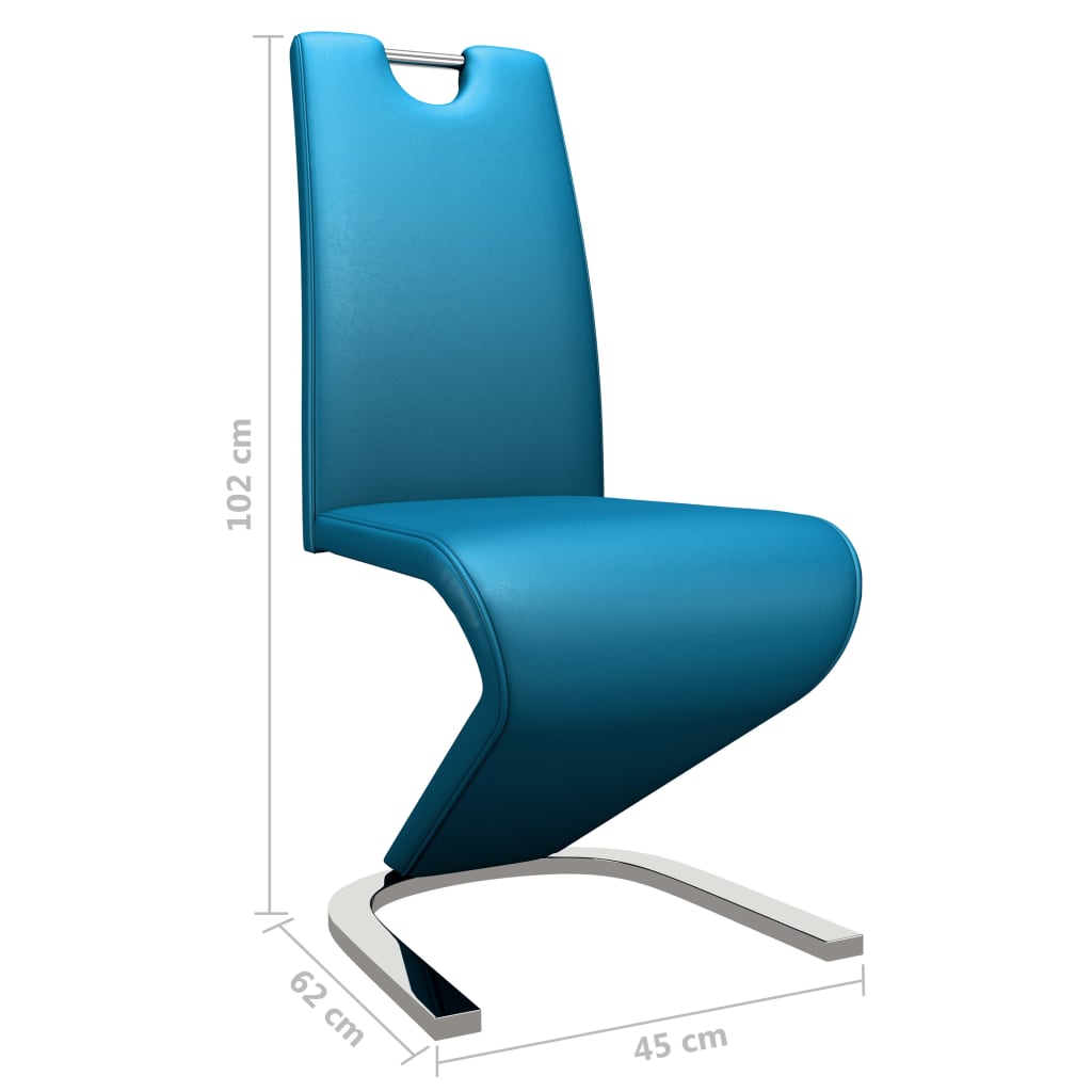 vidaXL Jídelní židle s cik-cak designem 2 ks modré umělá kůže