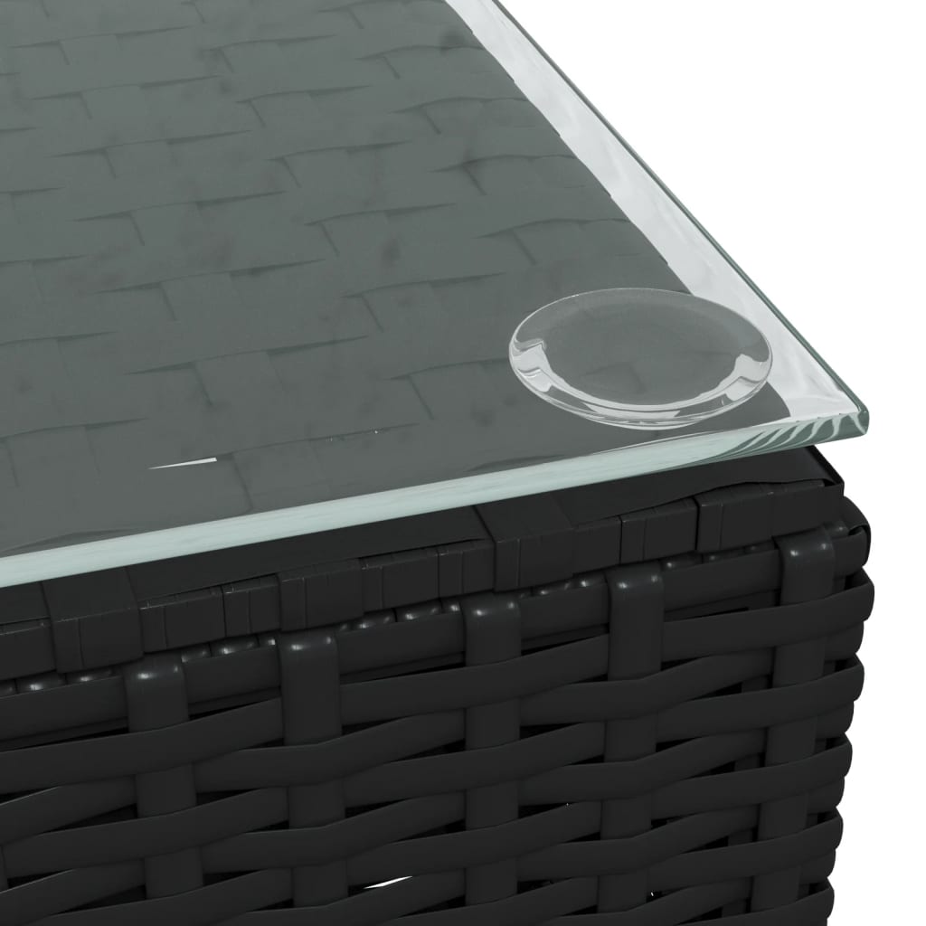 vidaXL Zahradní konferenční stolek černý 60x60x30 cm polyratan a sklo