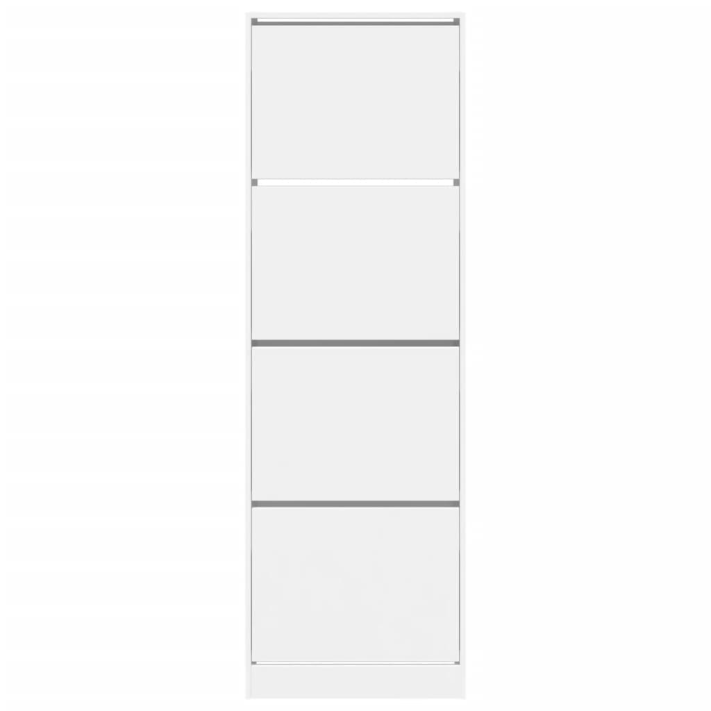 vidaXL Botník se 4 výklopnými zásuvkami bílý 60 x 34 x 187,5 cm