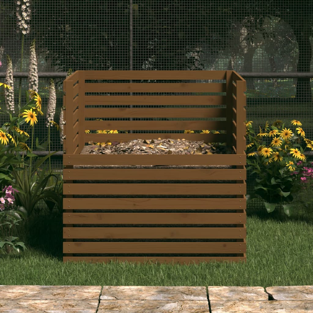vidaXL Kompostér medově hnědý 100 x 100 x 102 cm masivní borové dřevo