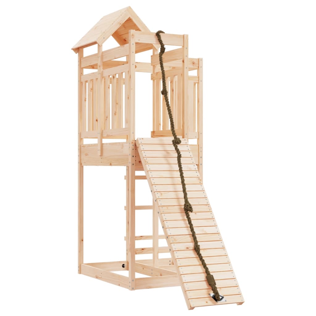 vidaXL Hrací věž s lezeckou stěnou masivní borové dřevo