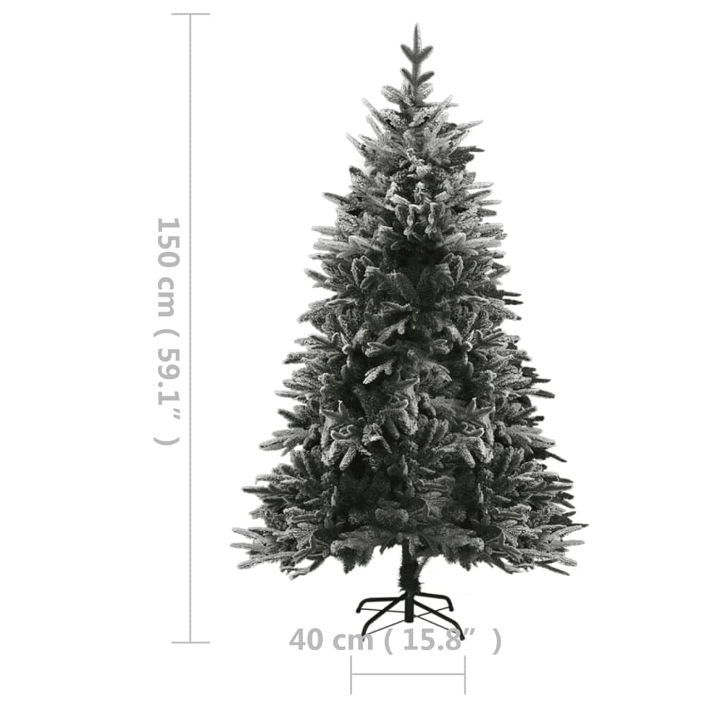 vidaXL Umělý vánoční stromek LED osvětlení zasněžený 150 cm PVC a PE