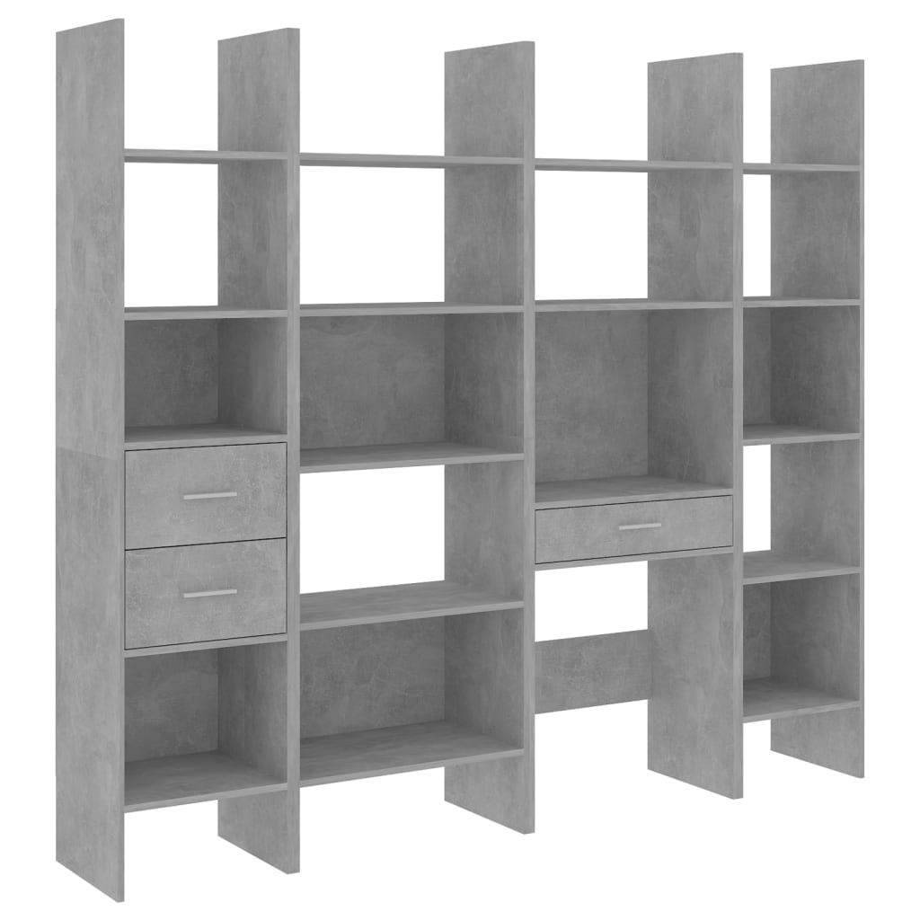 vidaXL 4dílný set skříněk na knihy betonově šedý dřevotříska
