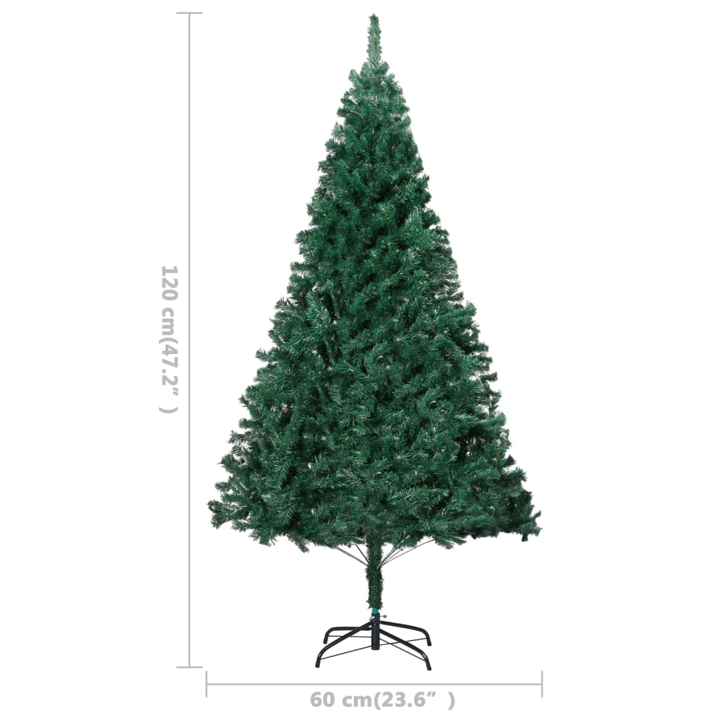 vidaXL Umělý vánoční stromek s LED a hustými větvemi zelený 120 cm