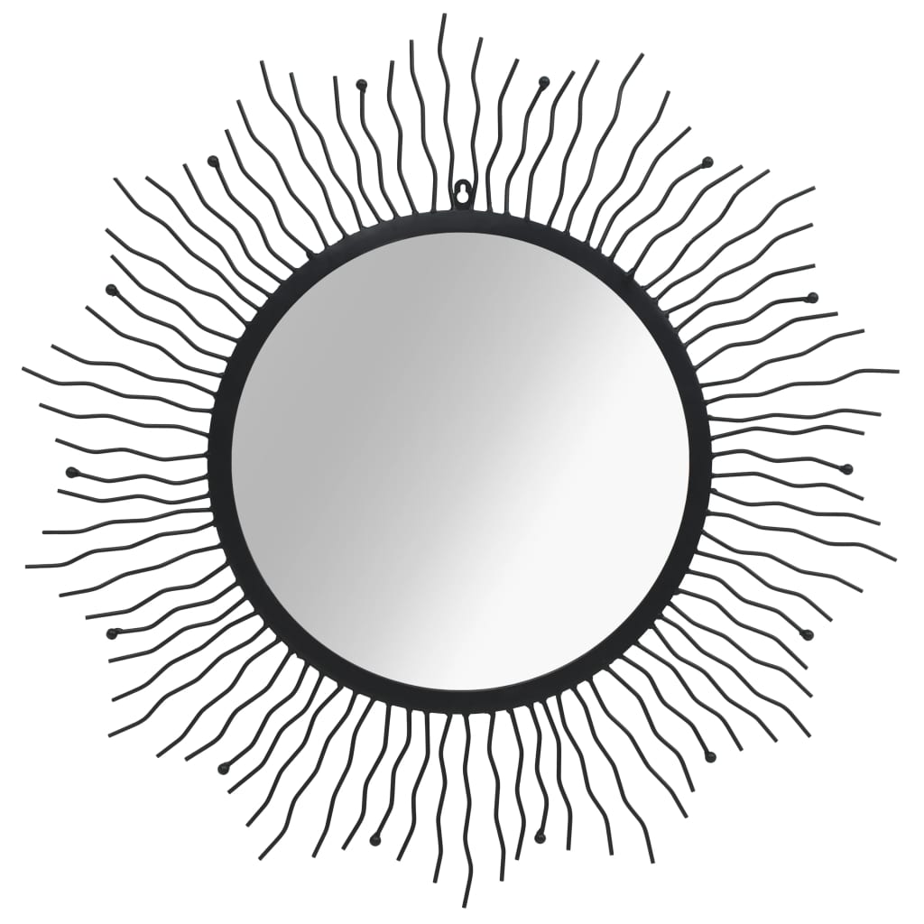 vidaXL Zahradní nástěnné zrcadlo zářící slunce 80 cm černé