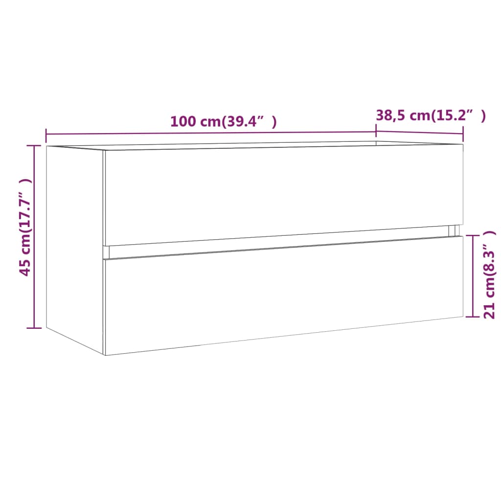 vidaXL Umyvadlová skříňka hnědý dub 100x38,5x45 cm kompozitní dřevo