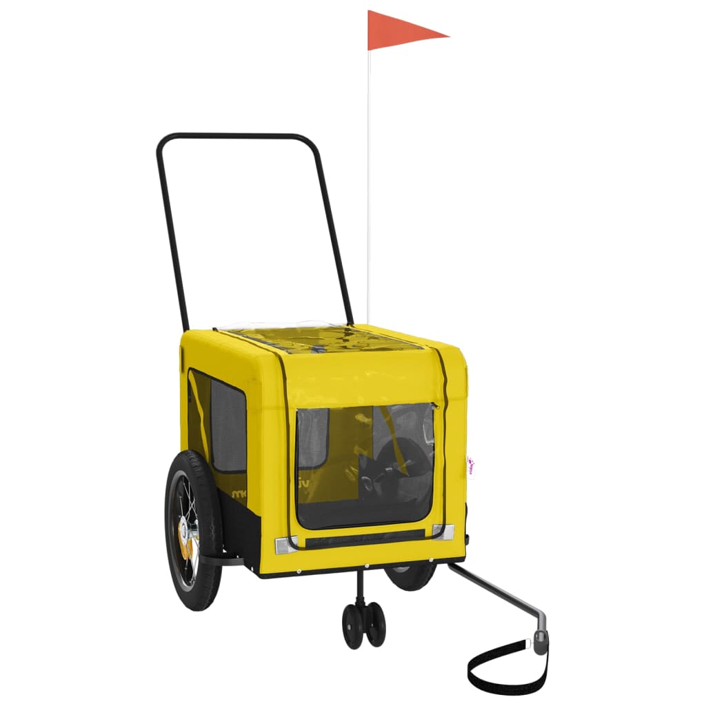 vidaXL Vozík za kolo pro psa žlutý a černý oxfordská tkanina a železo