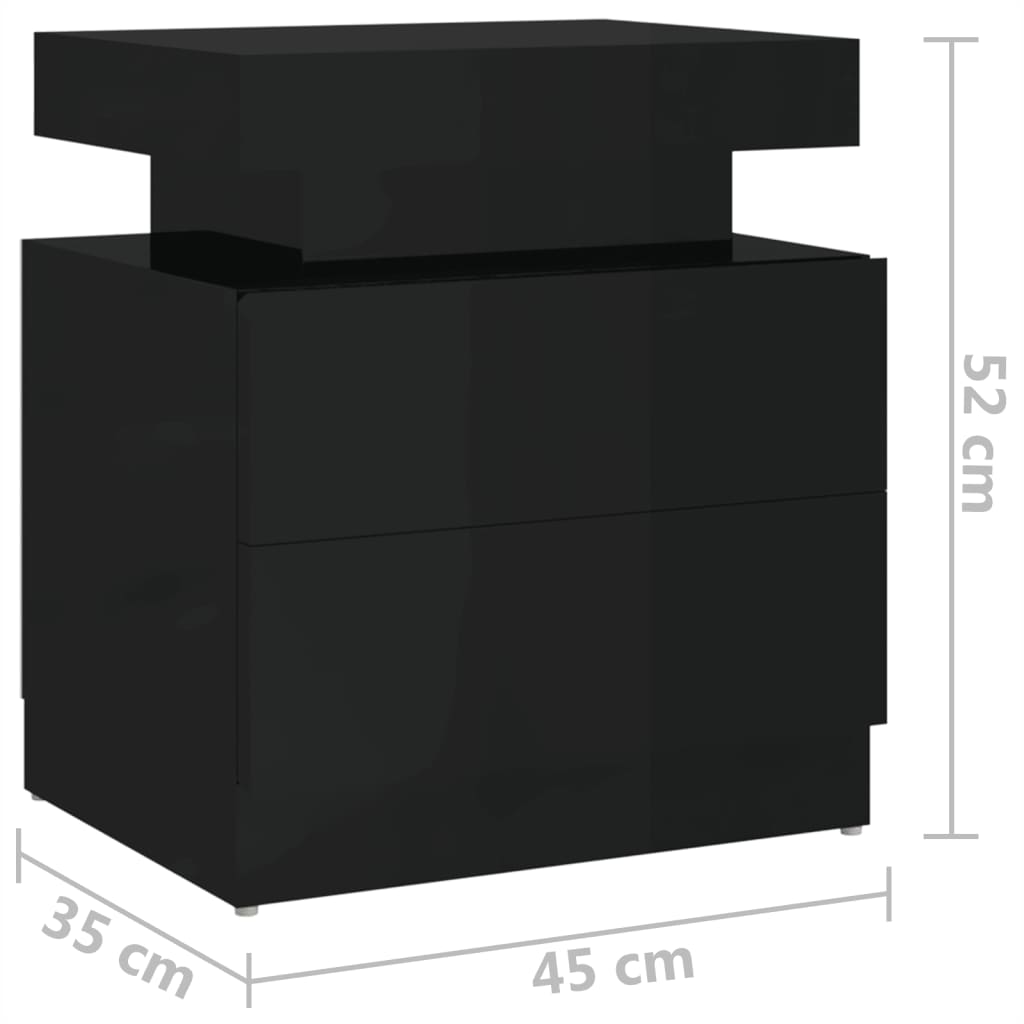 vidaXL Noční stolek černý s vysokým leskem 45 x 35 x 52 cm dřevotříska