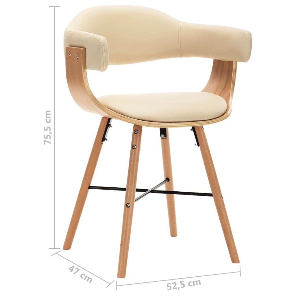 vidaXL Jídelní židle 6 ks krémové umělá kůže a ohýbané dřevo
