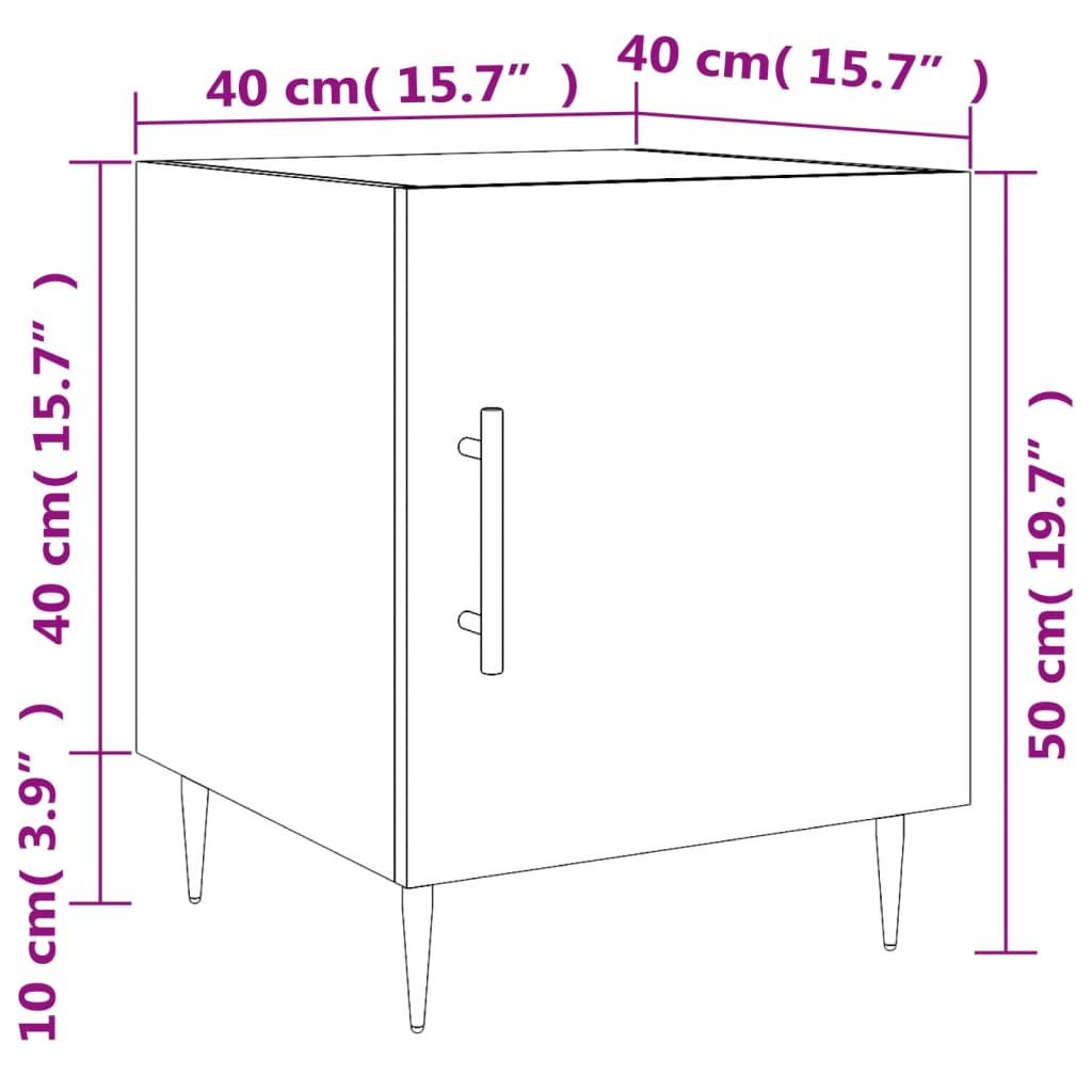 vidaXL Noční stolek bílý s vysokým leskem 40x40x50 cm kompozitní dřevo