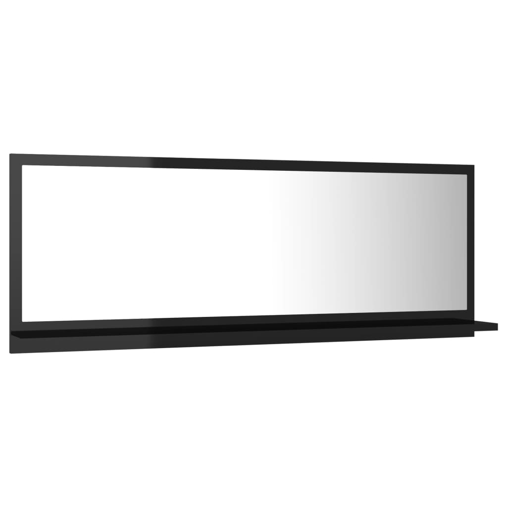 vidaXL Koupelnové zrcadlo černé vysoký lesk 100x10,5x37 cm dřevotříska