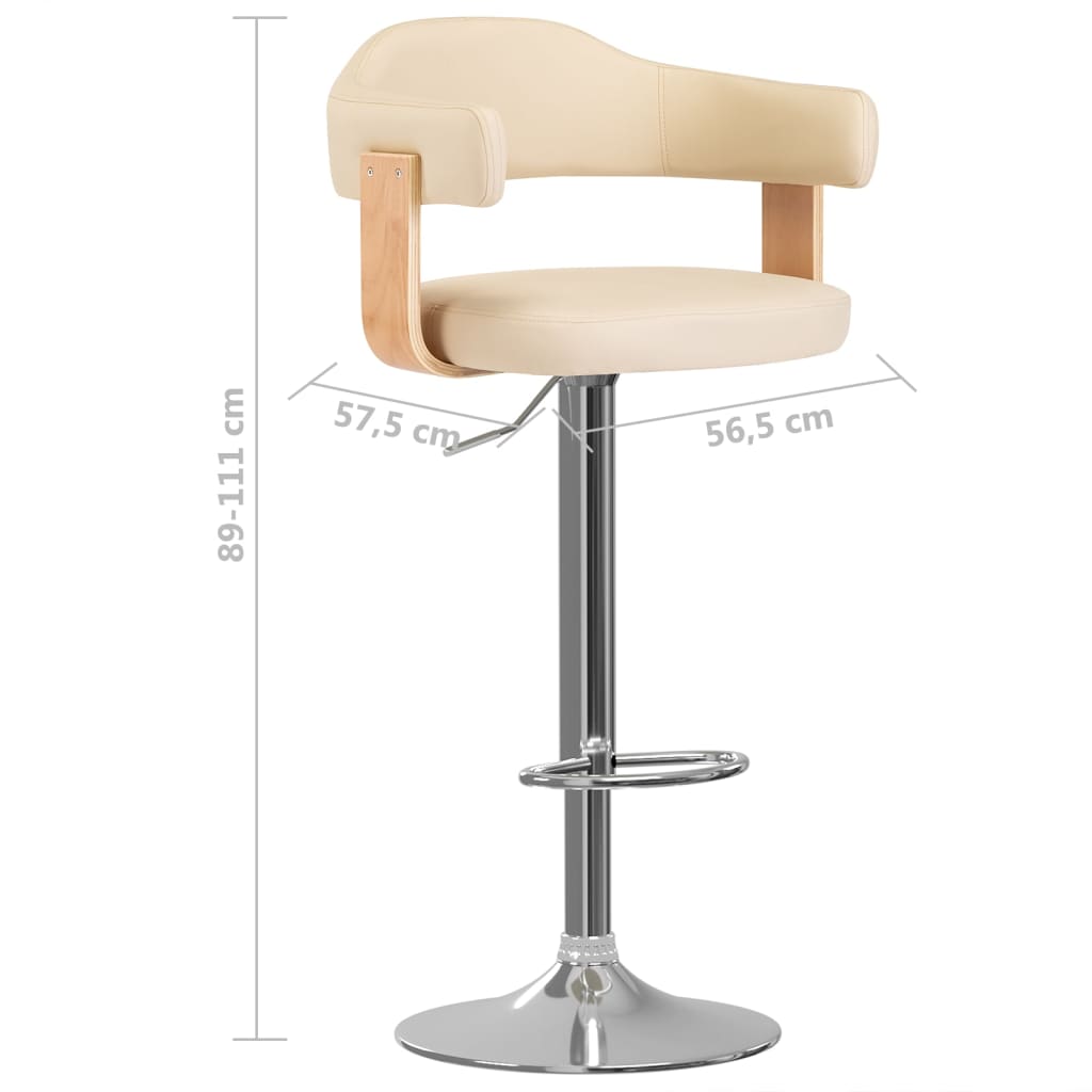 vidaXL Barové stoličky 2 ks krémové ohýbané dřevo a umělá kůže