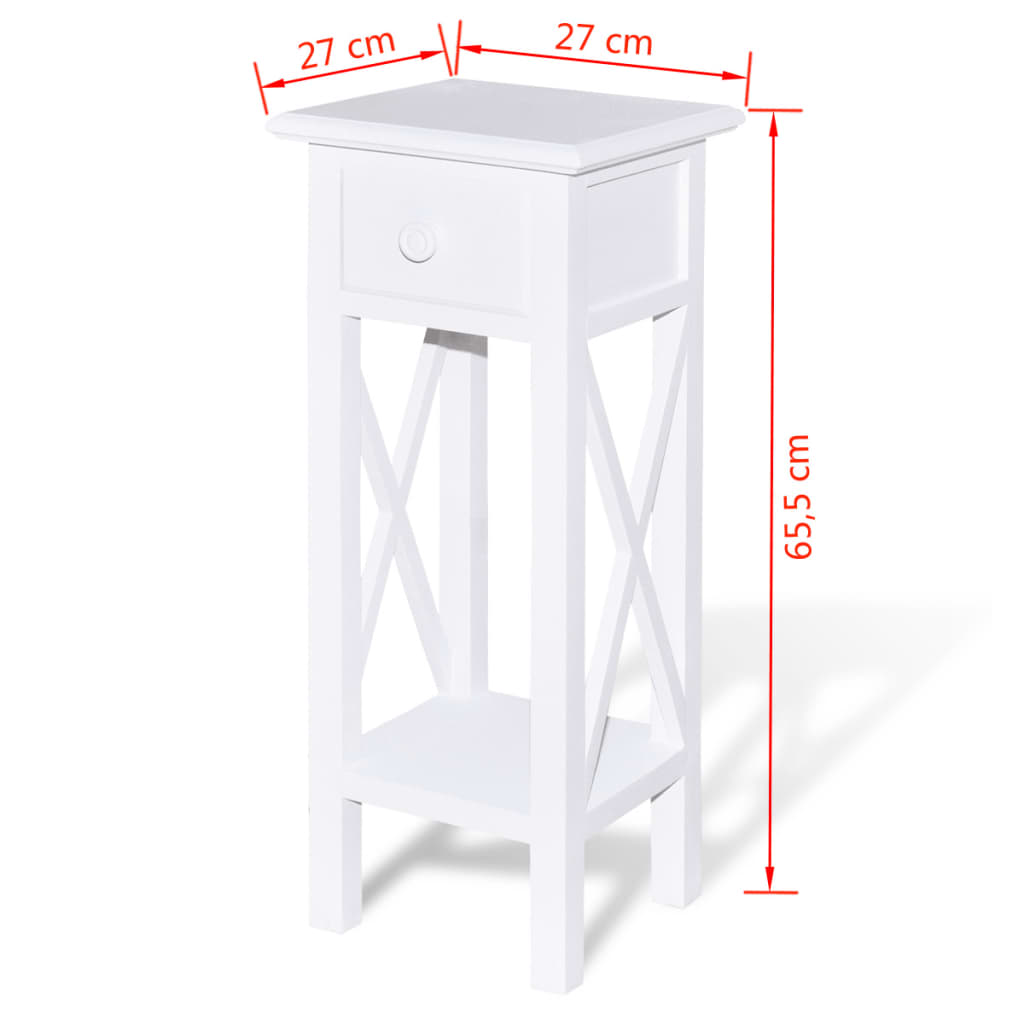 vidaXL Odkládací stolek se zásuvkou bílý