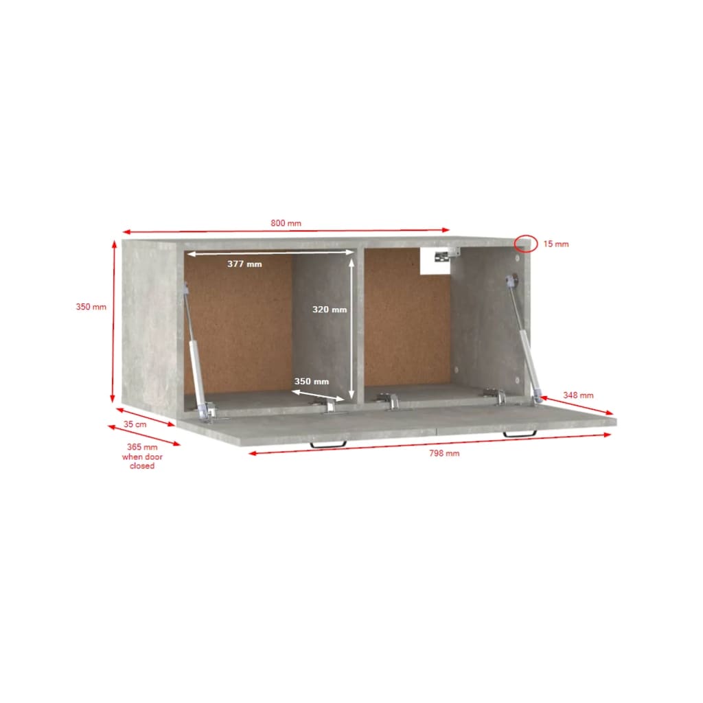 vidaXL Nástěnná skříňka betonově šedá 80x36,5x35 cm kompozitní dřevo