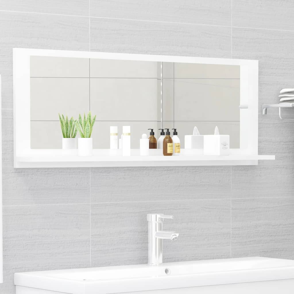 vidaXL Koupelnové zrcadlo bílé vysoký lesk 100x10,5x37 cm dřevotříska