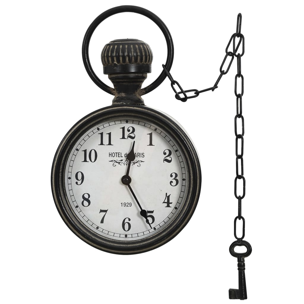 vidaXL Nástěnné hodiny černé 20 x 8 x 33,5 cm železo a MDF