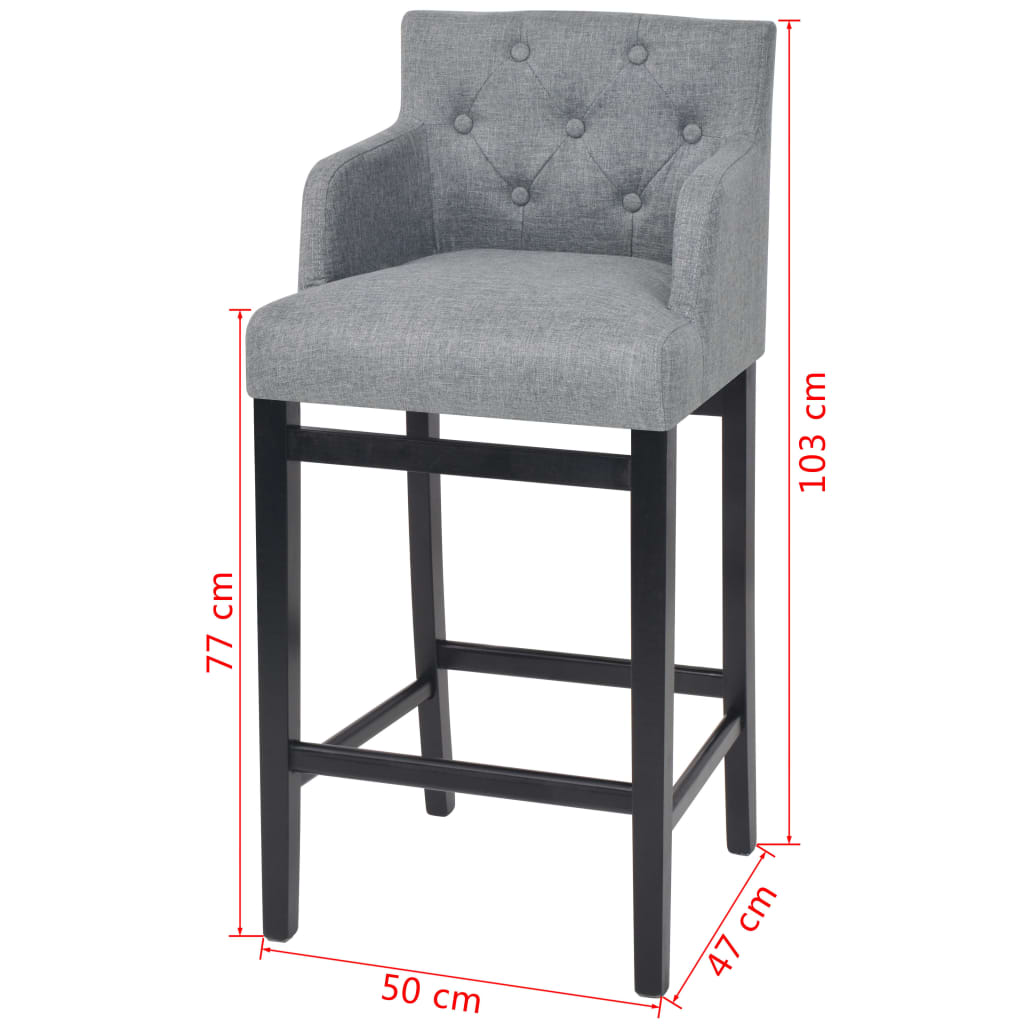 vidaXL Barové stoličky 2 ks světle šedé textil