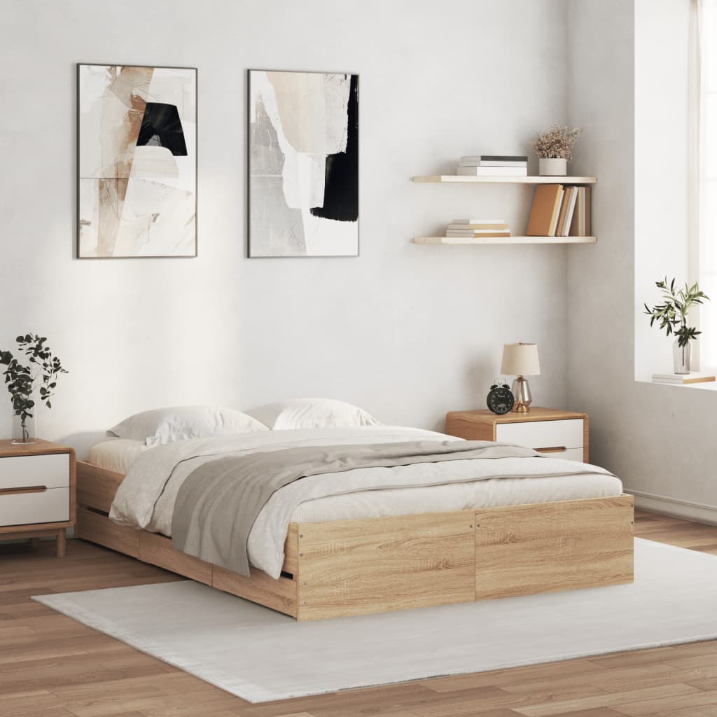 vidaXL Rám postele se zásuvkami dub sonoma 120x190 cm kompozitní dřevo