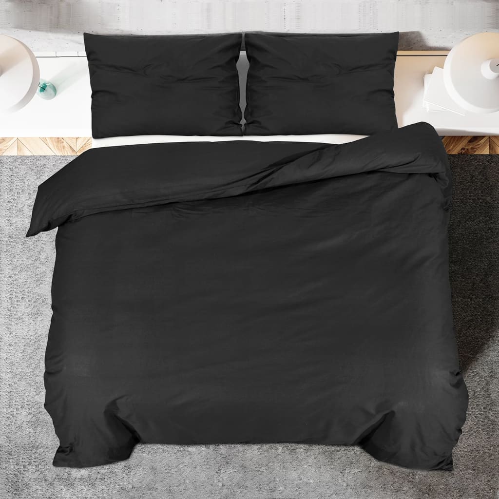 vidaXL Sada ložního prádla černá 200 x 200 cm lehké mikrovlákno