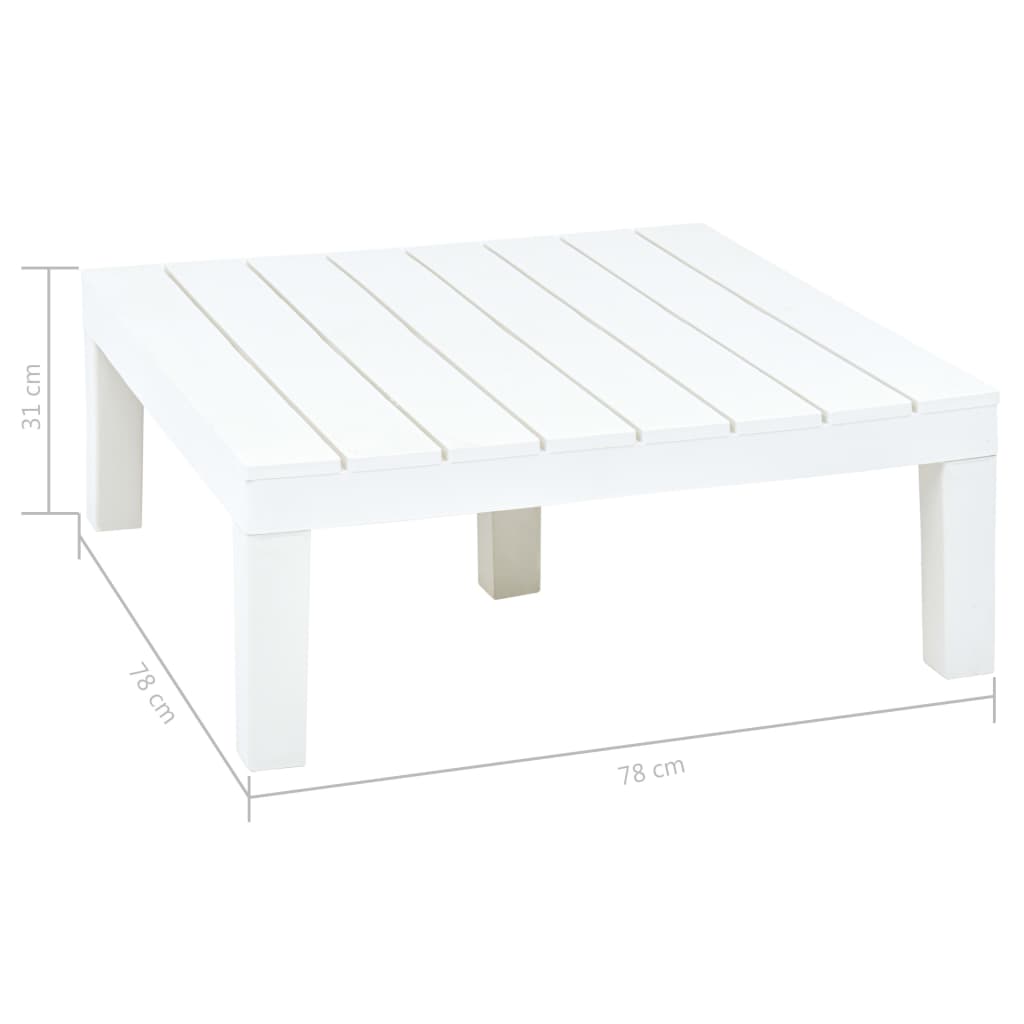 vidaXL Zahradní stůl bílý 78 x 78 x 31 cm plast