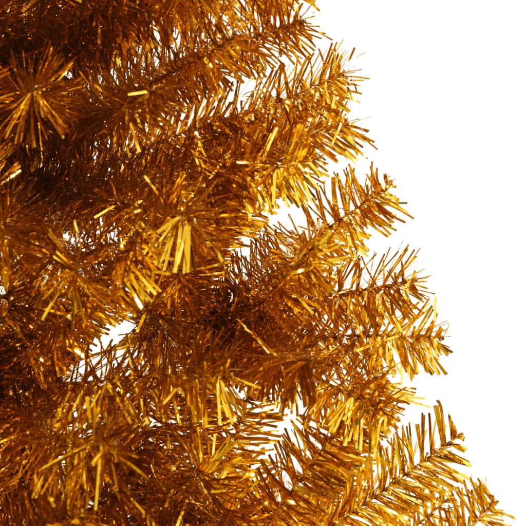 vidaXL Umělý poloviční vánoční stromek se stojanem zlatý 210 cm PET
