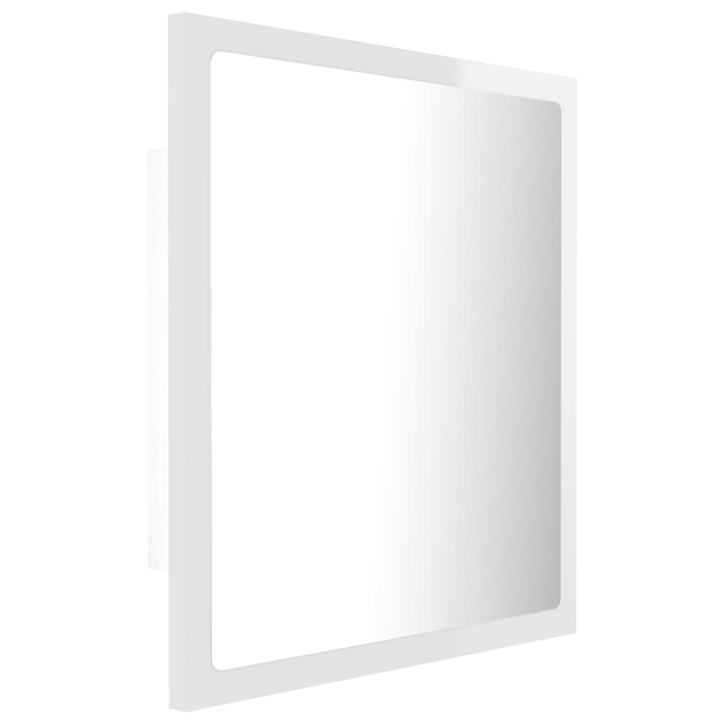 vidaXL LED koupelnové zrcadlo bílé vysoký lesk 40x8,5x37 cm akrylové