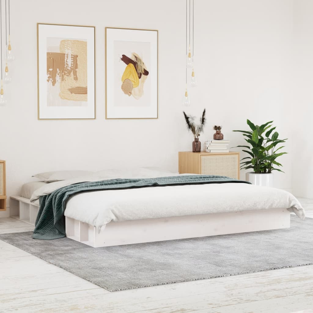 vidaXL Rám postele bílý 200 x 200 cm masivní borovice